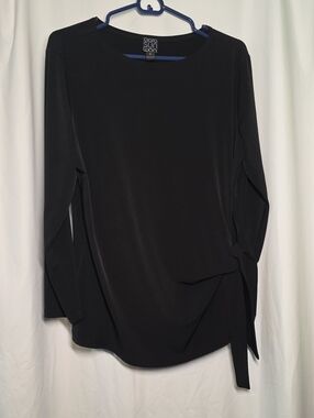 CLARA SUNWOO Black Long Sleeve Side-Tie Top